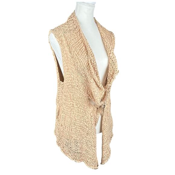 CREA CONCEPT Womens Medium‎ Woven Distressed Beige Sleeveless Vest Cardigan - Picture 4 of 10